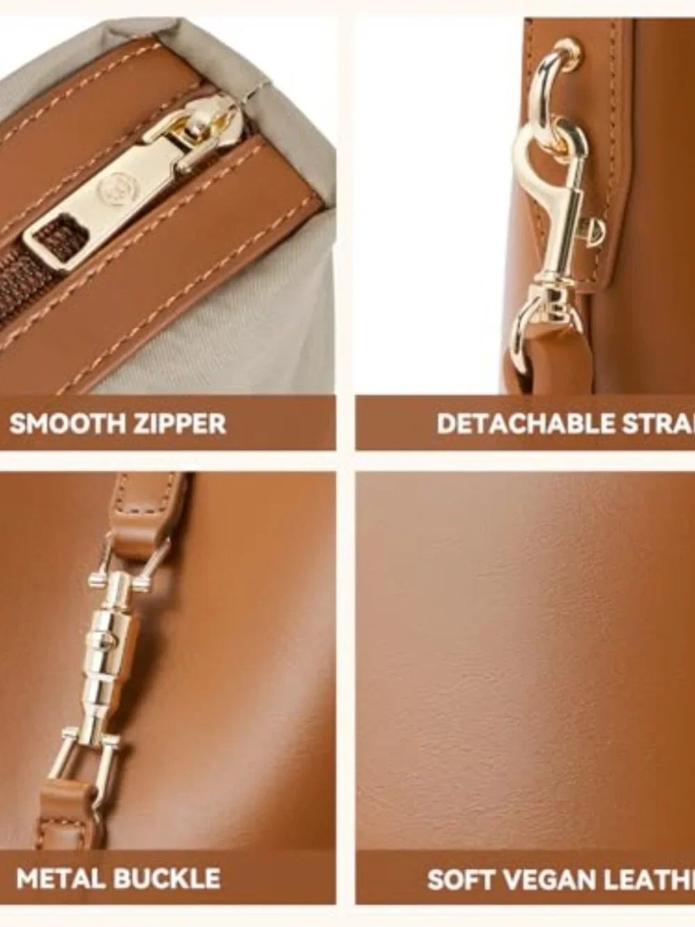Small Vegan Leather Bucket Bag Crossbody Shoulder Purse Handbag